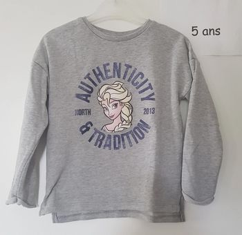 Sweat fin reine des neiges 5 ans