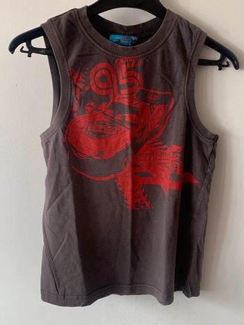 Tee Shirt sans manche Marcel débardeur gris rouge Cars 95 - 10 ans