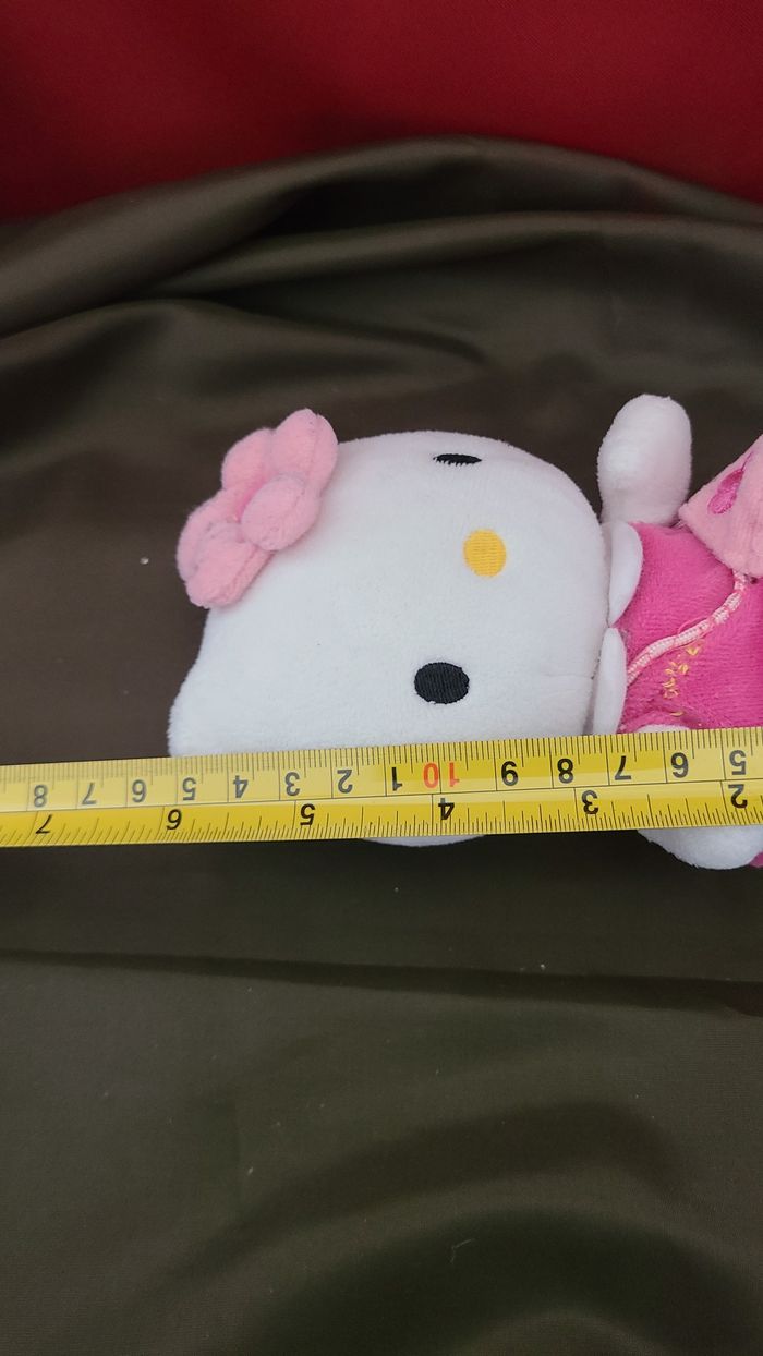 Doudou peluche hello kitty rose et blanche sac fleur rose 15cm - photo numéro 3