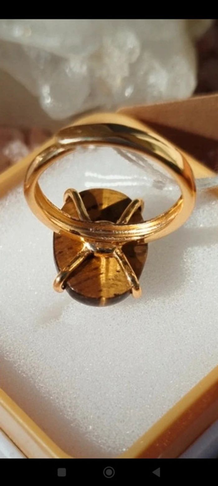 Bague Instinct Royal 💫Bague P/Or 24 Carats et Œil de Tigre AAA - photo numéro 3