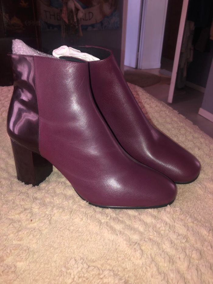 Bottines Bordeaux cuir neuve André 40