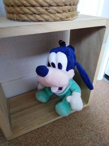 Doudou peluche petite taille dingo bébé vert, bleu marine environ 17 cm