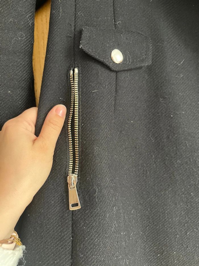 Manteau hiver fourrure noir Zara femme M - photo numéro 3