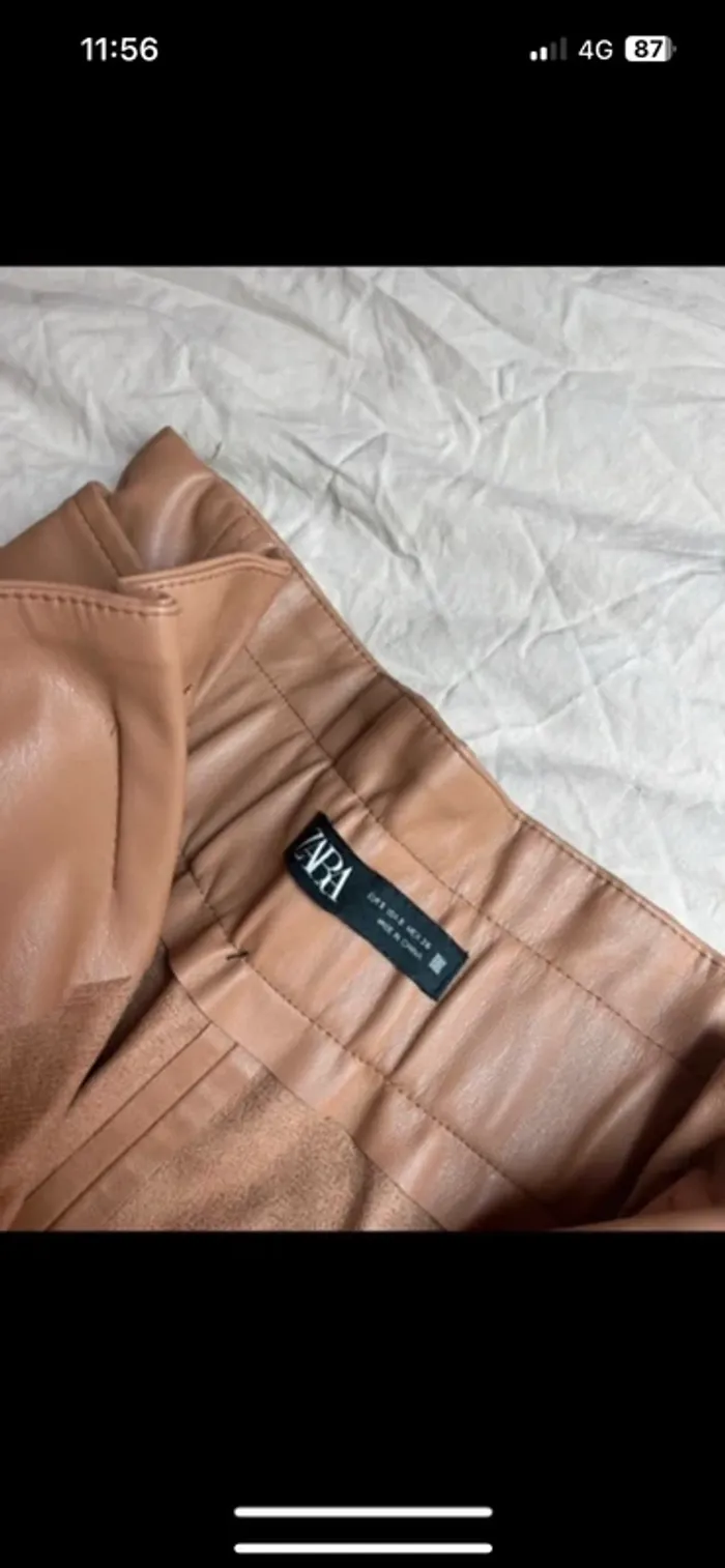 short zara simili cuir marron camel - photo numéro 2