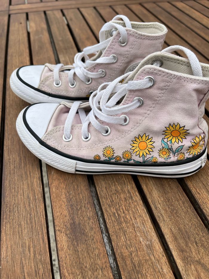 Converse montantes fille taille 28 rose pale-tournesol - photo numéro 2