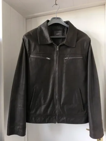 Veste en cuir marron homme L celio. Mise 3 fois.