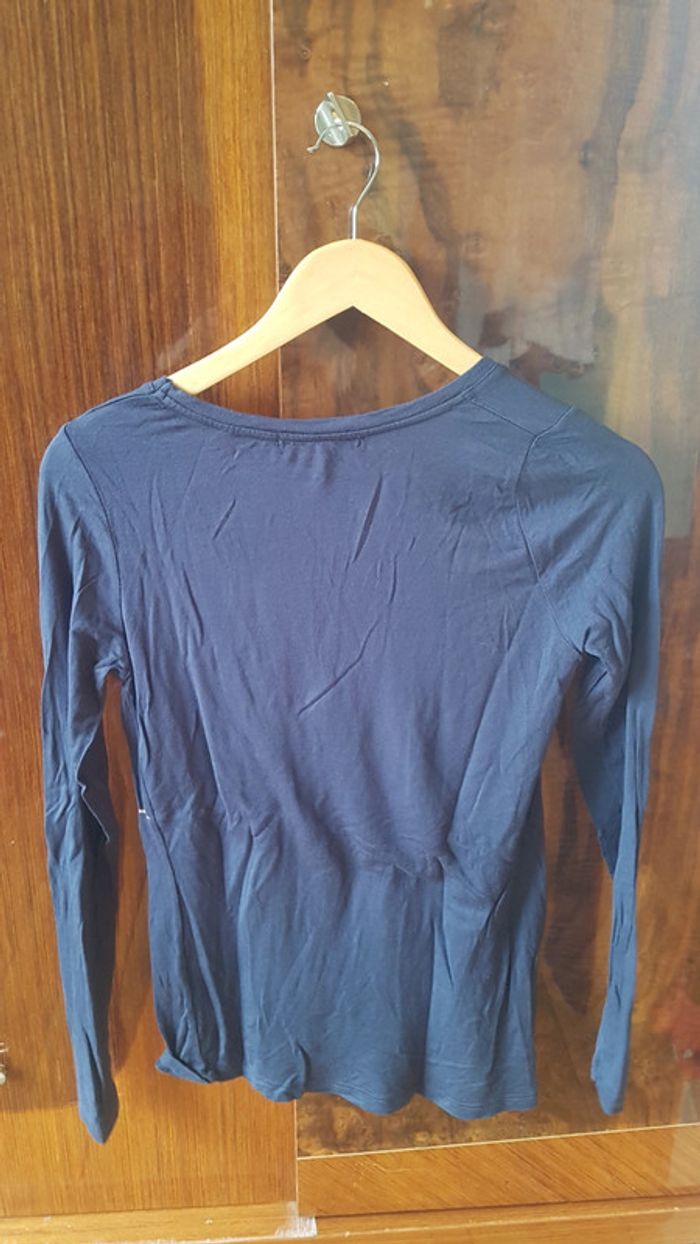 Tee shirt manche longue marine imprimé fleuris - photo numéro 3