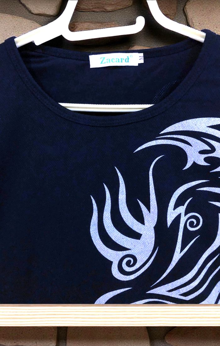 ZACARD - HAUT ML FEMME NOIR MOTIF TRIBAL ARGENT PAILLETÉ DEVANT + MANCHE + DOS M - photo numéro 7