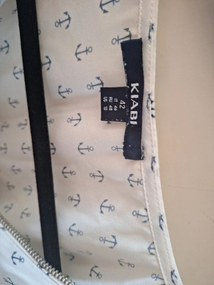 Blouse blanche ancres marine kiabi 42 - photo numéro 2