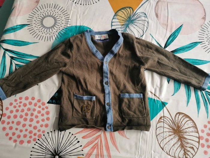 Gilet marron bleu la compagnie des petits 18 mois