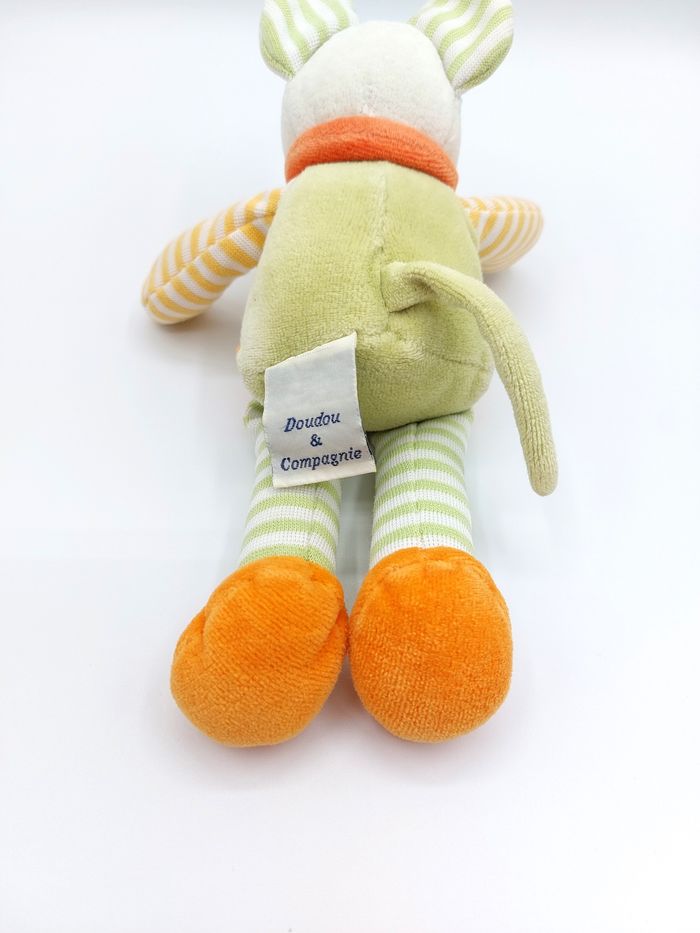 Doudou et Compagnie peluche souris Milie doudou petit modèle 22 cm vert orange - photo numéro 3