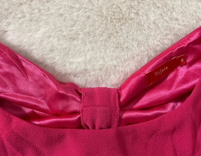 Robe rose unie avec noeud dans le dos Tissaia - photo numéro 3