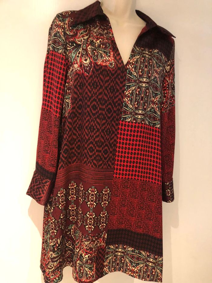 Robe Zara Rouge bordeaux vert taille M Aspect satiné - photo numéro 5