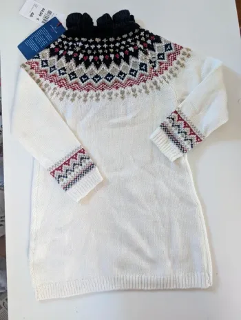 Robe pull laine motif jacquard Cyrillus 4 ans neuf