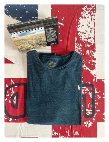 Sweat/T-shirt manche longue Ralph Lauren Xl bleu cavalier blanc taille