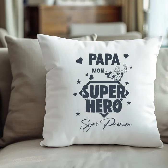 Housse de coussin – “Papa mon super héros” - photo numéro 2