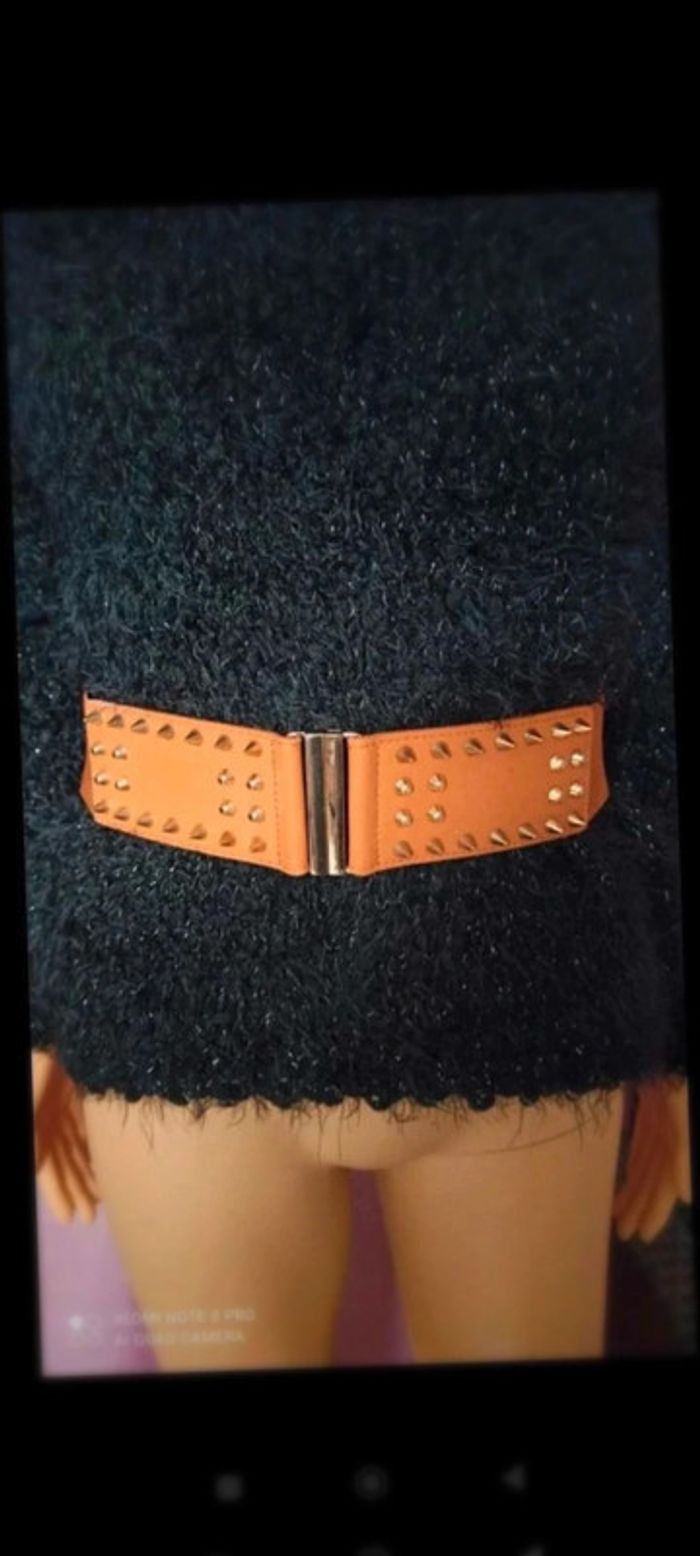 Ceinture Camel clous dorés élastique 70/90 cm - photo numéro 2