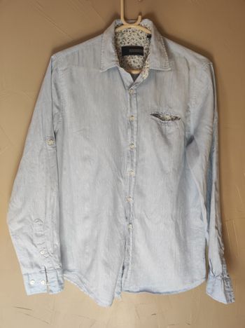Chemise IZAC en lin et coton bleu pâle taille L
