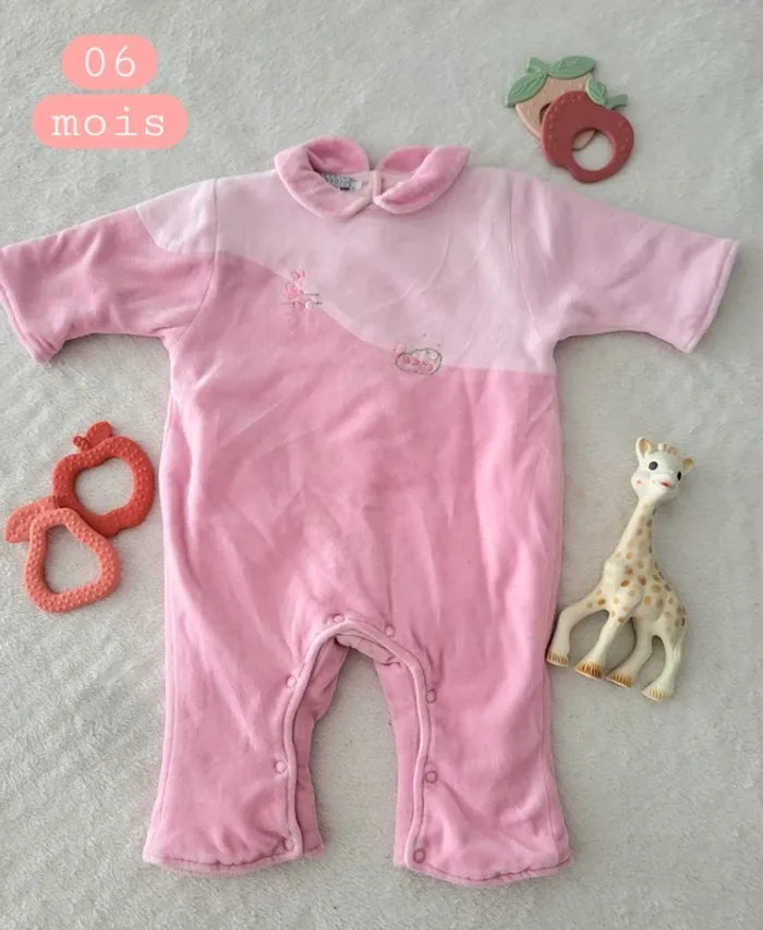 Sur pyjama rose hiver Natalys 06mois