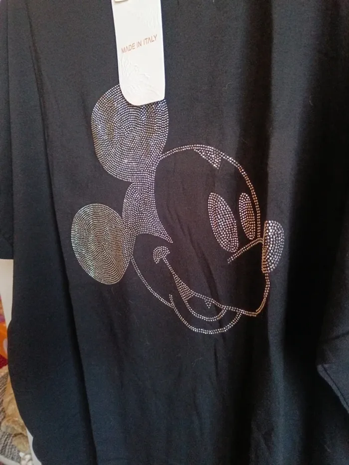 Tee shirt noir tête Mickey argentée - photo numéro 4