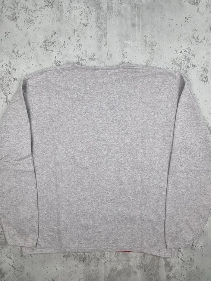 Sweat fin col V Tommy Hilfiger gris clair – Taille L Femme (mesures en photos) - photo numéro 4