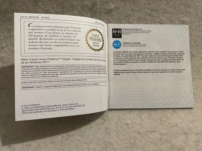 Notice Nintendo DS Pokémon Ranger Sillages de Lumière FRA - photo numéro 2