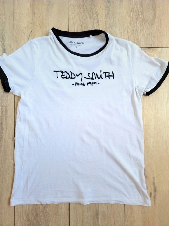 Teddy Smith T-Shirt Manches Courtes, Blanc et Noir, taille 16 ans