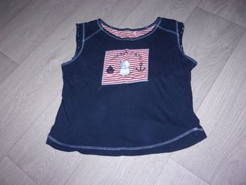 Top MARINA CATS marine encart rouge et blanc taille 40 TBE