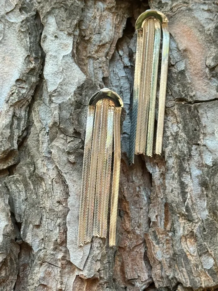 Longues boucles d’oreilles chaînes épaisses pont acier inoxydable argent - photo numéro 3