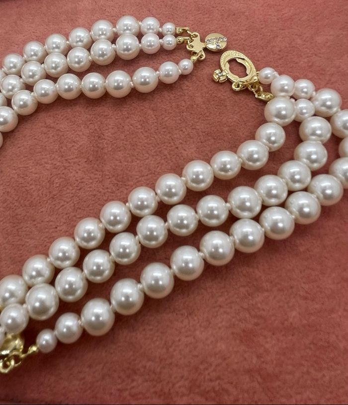 Collier triple rangs doré perle - photo numéro 5