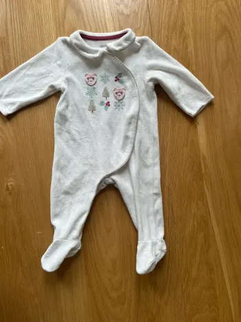 Pyjama velours blanc Oursons Okaïdi – 6 mois