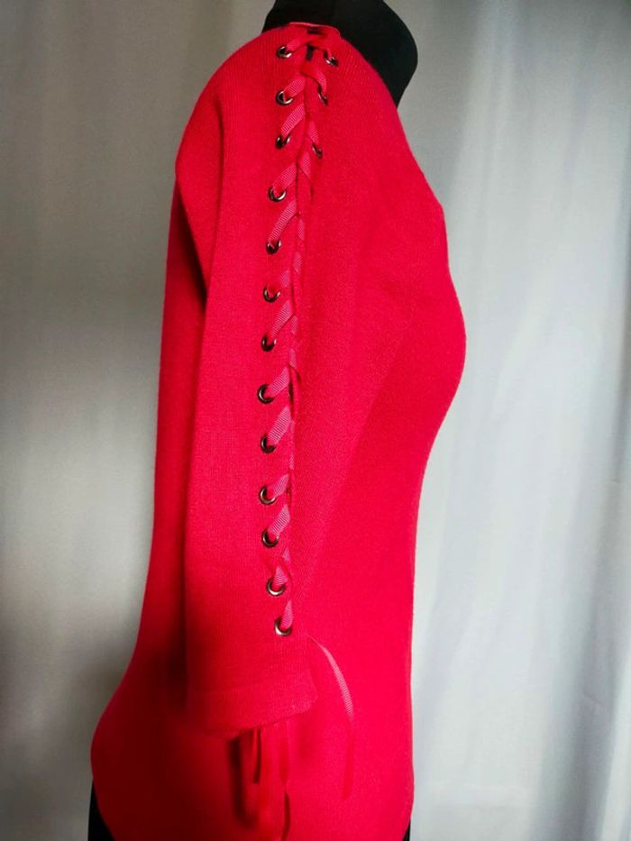 Pull rouge à lacets sur manches – Morgan – T. S - photo numéro 3