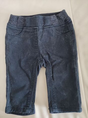 Pantalon marine ceinture argentée