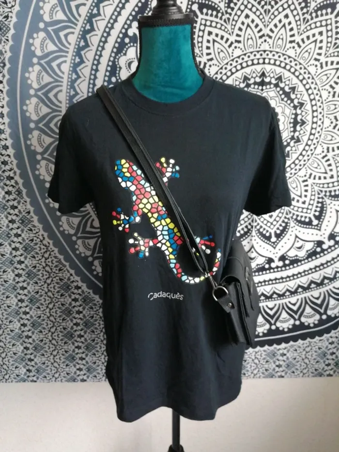 Tee-shirt noir mixte salamandre mosaïque en relief cadaquès / med / (M)