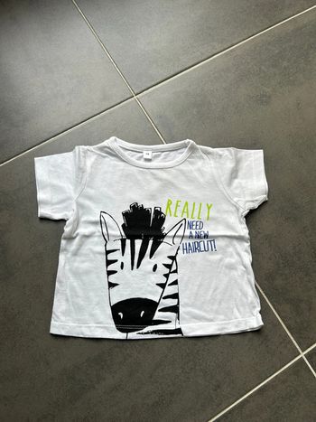 T-shirt manches courtes flocage zèbre neuf bébé garçon tex