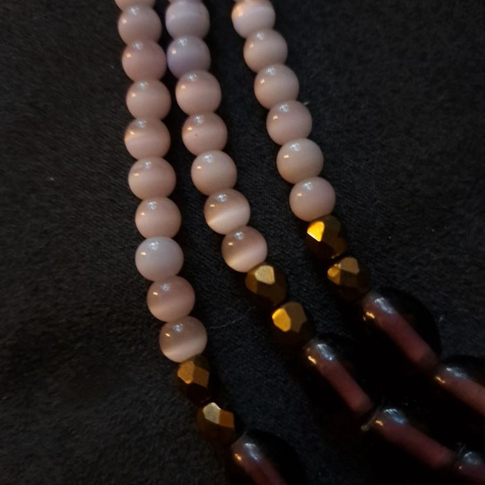 Collier chic multi rang violet rose bronze - photo numéro 5