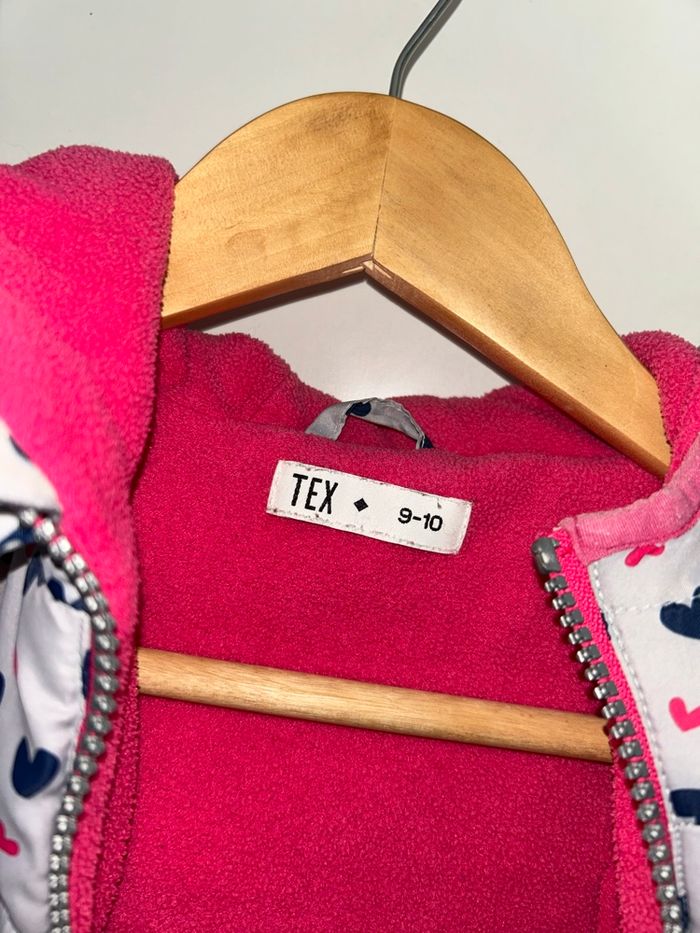 Manteau gris et rose à coeur - 9/10 ans - Tex - photo numéro 3
