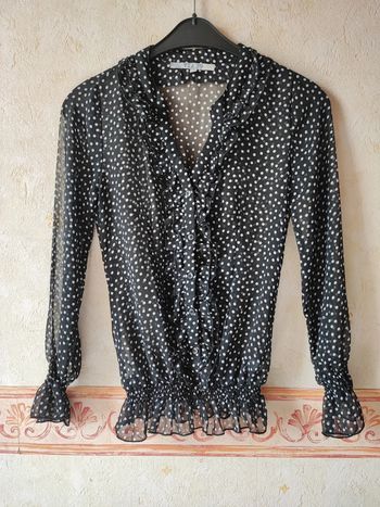 Blouse noire à pois