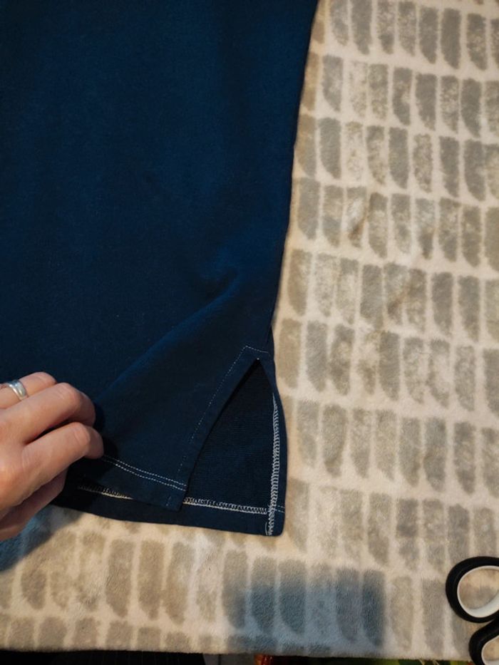 Robe bleu marine matière sweat ample large col v american vintage taille L 40 - photo numéro 6