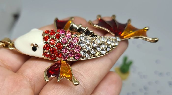 Collier doré carpe koï rouge et orange - photo numéro 8