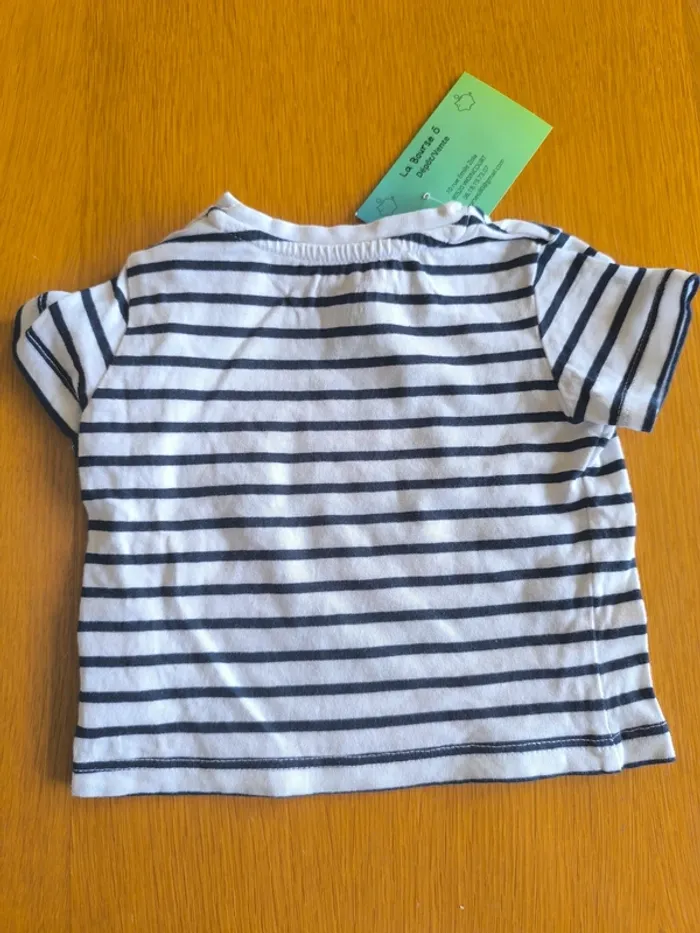 306828 tee-shirt Mc blanc rayé marine garçon 3 mois in extenso - photo numéro 2