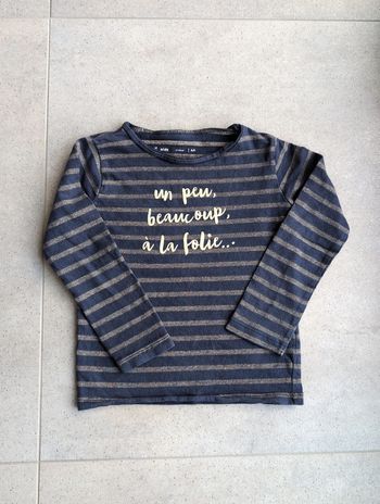 T-shirt manches longues à rayures dorées, 4 ans