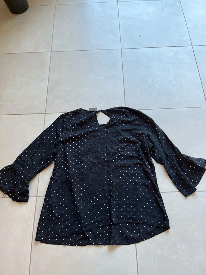 Blouse/chemisier noir à pois blanc 44