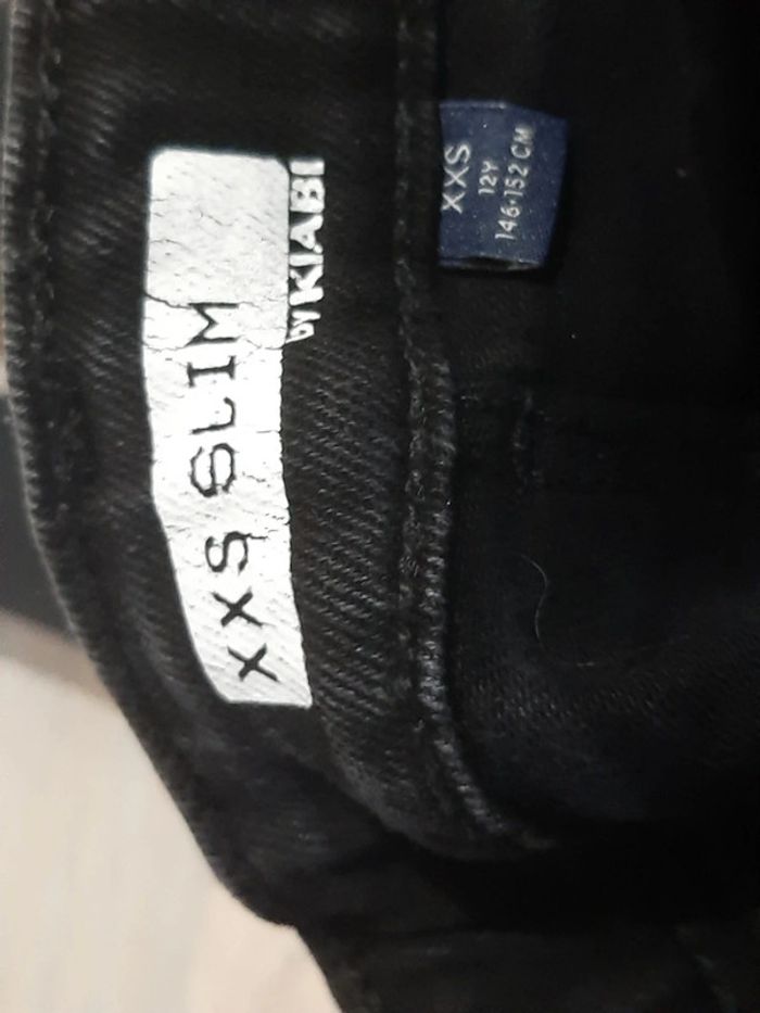 Pantalon jean s noir, slim, épais, XXS/12 ans, peu mis - photo numéro 2