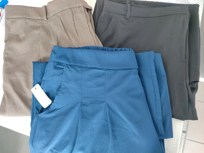Lot 3 pantalons jambes larges