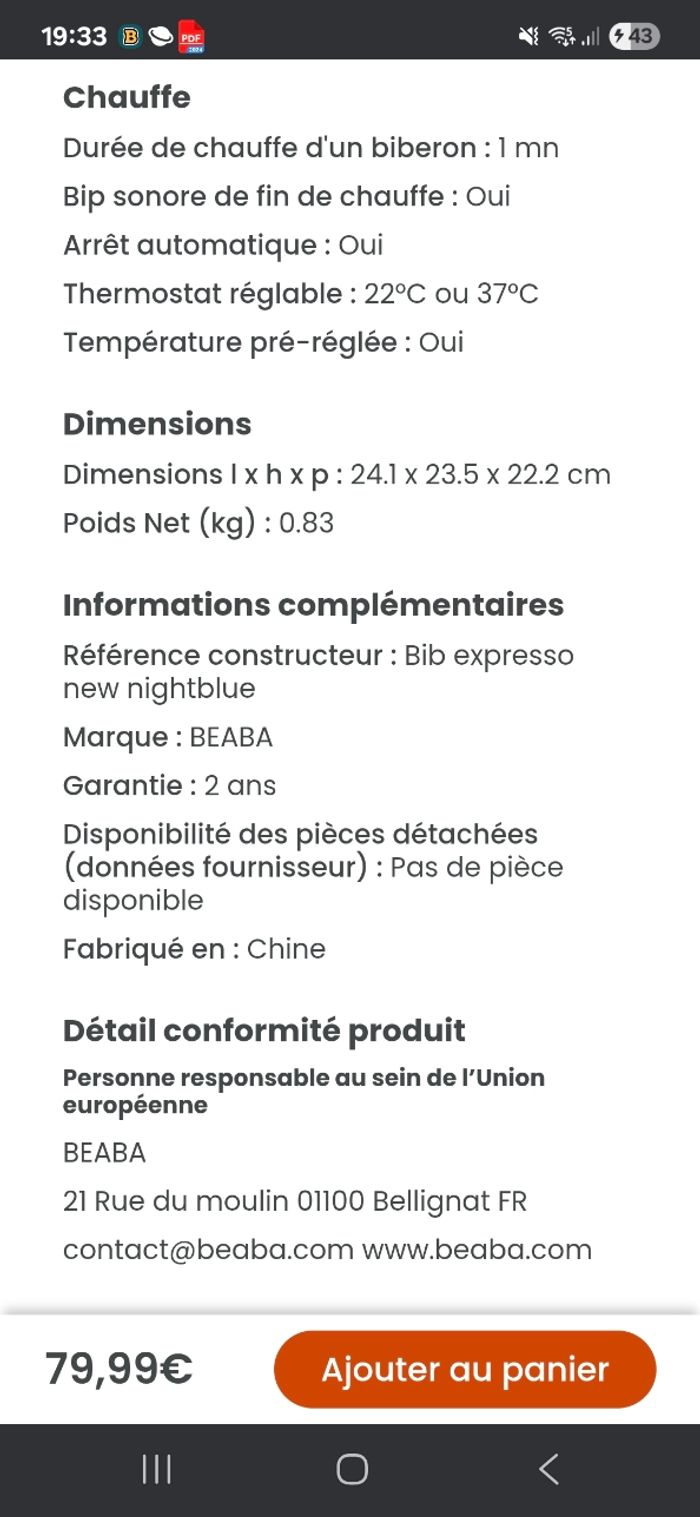 Préparateur biberon bib expresso beaba - photo numéro 8
