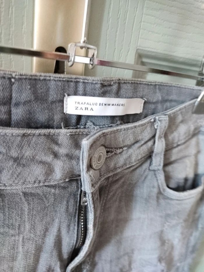 Jean zara gris taille 36 - taille basse - photo numéro 3