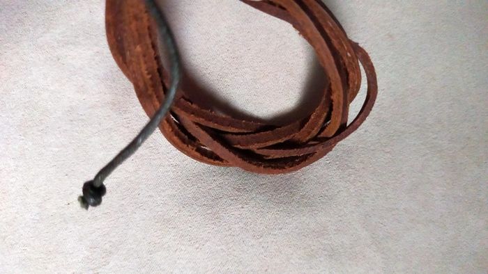 Bracelet cuir lanières croisées – Marron brut - photo numéro 3