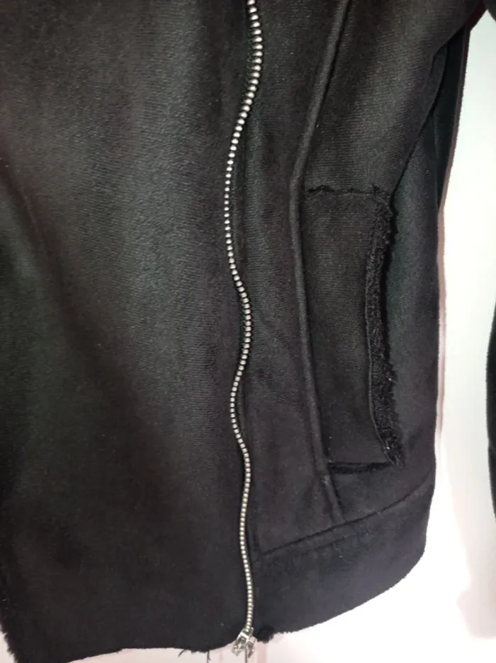 Veste noir enfant fille en daim - photo numéro 5