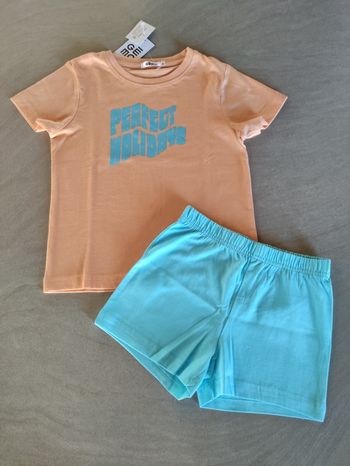 Pyjashort orange et turquoise Gemo 4 ans
